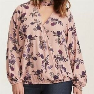 TORRID boho floral print blouse pink purple xl plus 1 1x